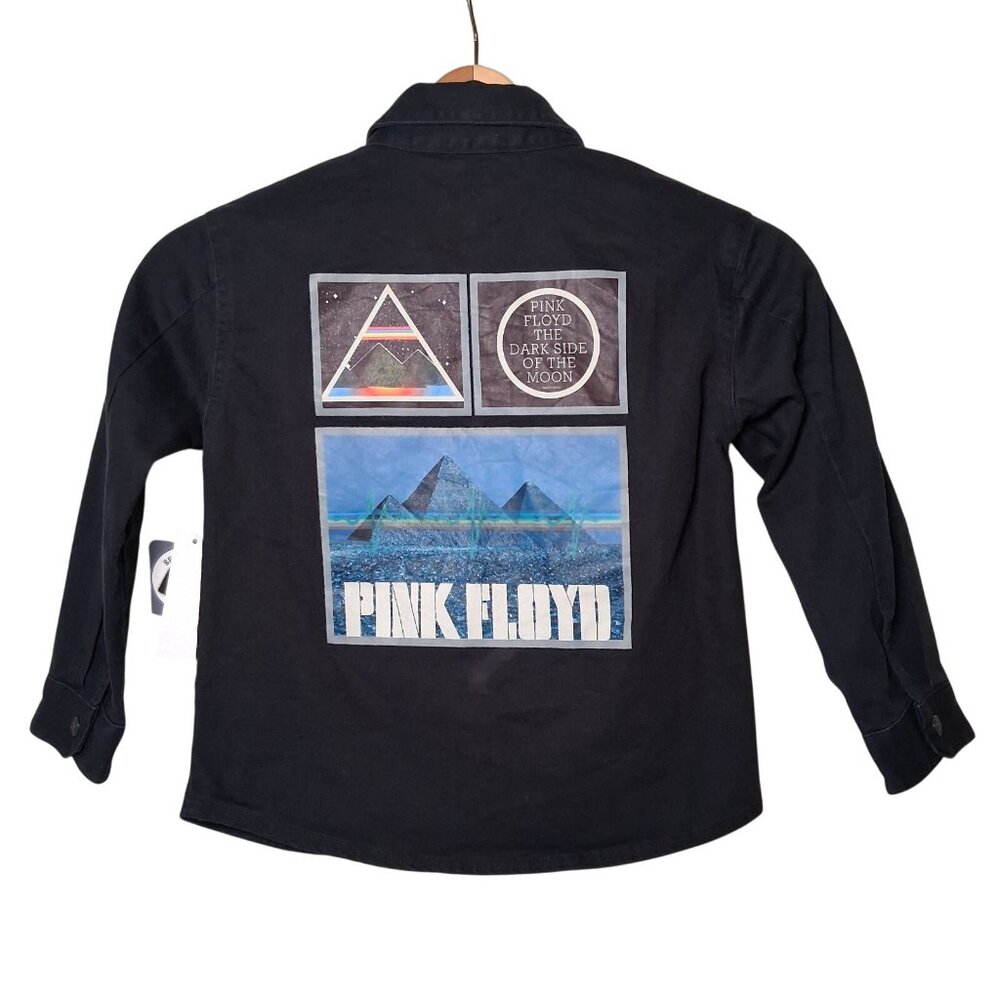 Pink Floyd Shirt Jacket Youth Kids Size 5T Black Canvas Snap Rock Band NEW